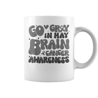 Go Gray In May Brain Tumor Cancer Awareness Day Grey Ribbon Coffee Mug | Mazezy CA