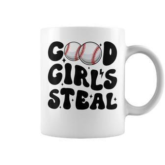 Good Girls Steal Groovy Retro Baseball Woman Girl Softball Coffee Mug | Mazezy DE