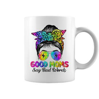 Good Moms Say Bad Words Mother's Day Messy Bun Tie Dye Coffee Mug - Monsterry CA