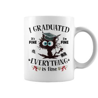 I Graduated Graduate Class 2024 Black Cat Graduation Coffee Mug - Seseable