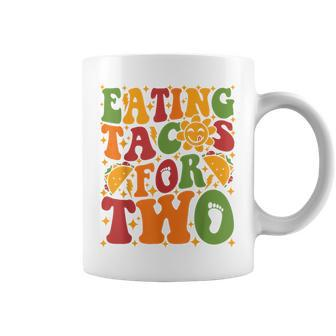 Groovy Pregnant Mom Pregnancy Eating Tacos For Two Coffee Mug - Seseable