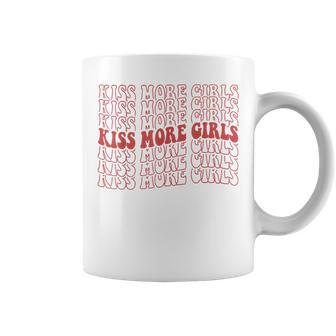 Groovy Kiss More Girls Gay Lesbian Pride Month Lgbt Rainbow Coffee Mug - Monsterry