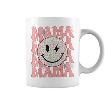 Groovy Mama Smile Face Leopard Bolt Lightning Retro Mom Life Coffee Mug | Mazezy