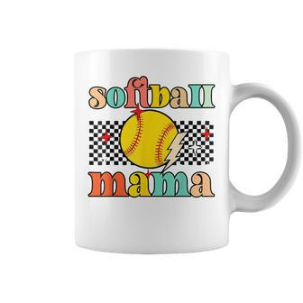 Groovy Retro Softball Mom Mama Sport Lover Coffee Mug | Mazezy DE