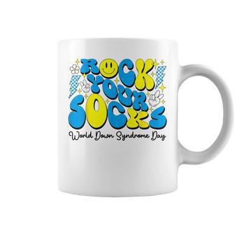 Groovy Rock Your Socks World Down Syndrome Awareness Day Coffee Mug - Seseable