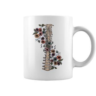 Grow Through It Floral Spine Mental Health Awareness On Back Coffee Mug - Monsterry