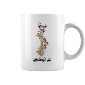 Grow Through It Floral Spine Skeleton Vintage For Men Coffee Mug - Monsterry DE