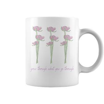 Grow Through What You Go Through Vintage Wildflower Poppy Coffee Mug - Monsterry UK