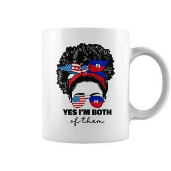 Half Haitian And American America Haiti Usa Flag Girl Afro Coffee Mug - Monsterry DE