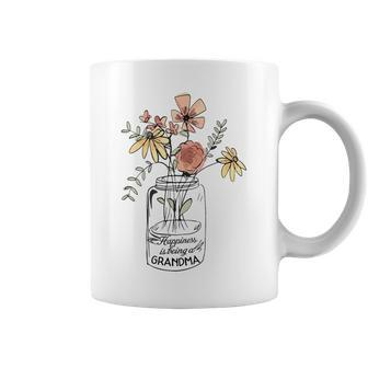 Happiness Is Being Grandma Life Flower Art-Grandma Coffee Mug - Monsterry CA