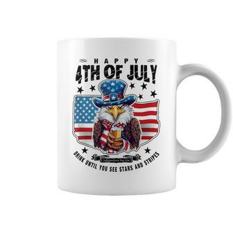 Happy 4Th Of July Stars Stripes Usa Bald Eagle Beer Drinking Coffee Mug - Monsterry AU