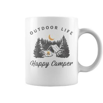 Happy Camper Outdoor Life Forest Camp Camping Nature Vintage Coffee Mug - Monsterry