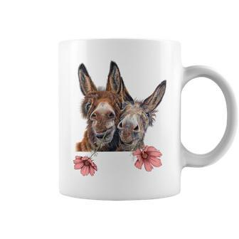 Happy Donkeys With Flower Coffee Mug - Seseable