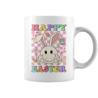 Happy Easter For Girls Groovy Hippie Face Bunny Coffee Mug - Monsterry UK