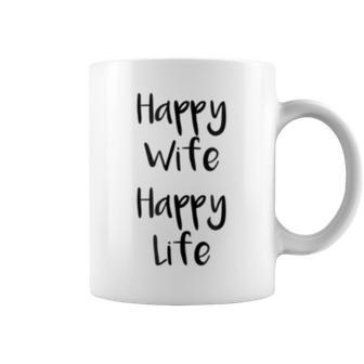 Happy Life Happy Wife Quote Coffee Mug | Crazezy UK
