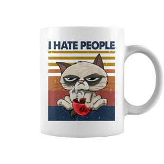I Hate People Vintage T I Hate People Cat Coffee Coffee Mug - Monsterry