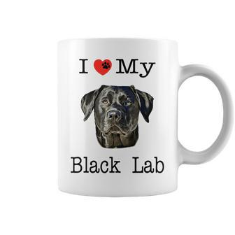 I Heart Love My Black Lab Portrait Of Labrador Face Coffee Mug - Monsterry
