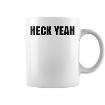 Heck Yeah Black Sarcastic Humor Minimal Coffee Mug - Monsterry