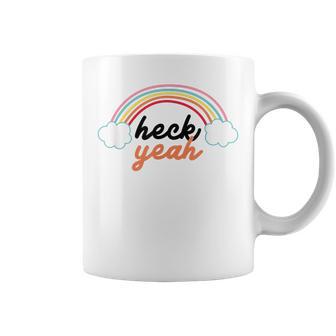 Heck Yeah Graphic Rainbow Coffee Mug - Monsterry