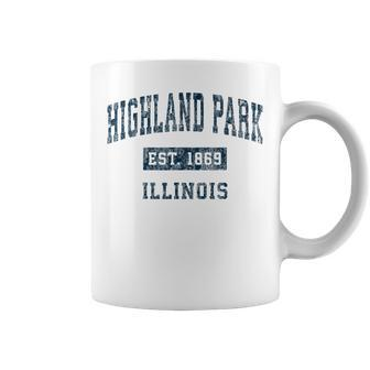 Highland Park Illinois Il Vintage Sports Navy Print Coffee Mug - Monsterry