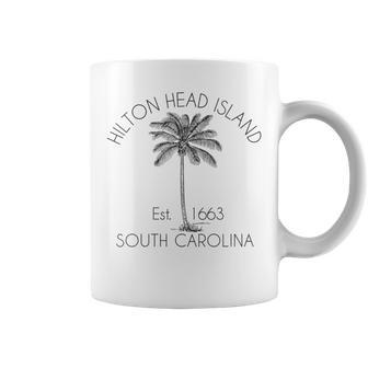 Hilton Head Island Beach Palm Tree Illustration Coffee Mug - Monsterry CA