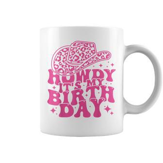 Howdy It's My Birthday Retro Western Cowgirl Cowboy Hat Coffee Mug - Monsterry DE