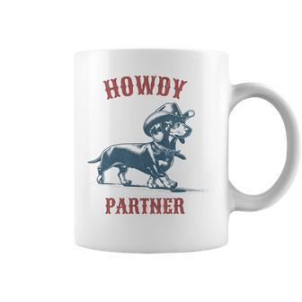 Howdy Partner Ready For Rodeo Cowboy Weenie Dachshund Coffee Mug - Monsterry CA