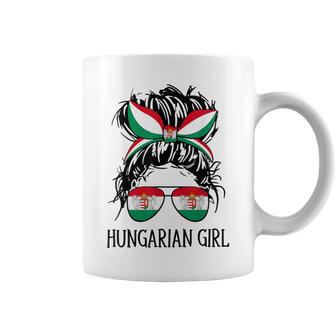 Hungarian Girl Messy Hair Hungary Flag Coat Of Arms Coffee Mug - Monsterry