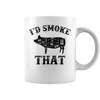 I'd Smoke That Pig Bbq Grillmasters Fathers Grilling Coffee Mug | Crazezy