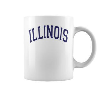 Illinois Varsity Style Navy Blue Text Coffee Mug - Monsterry UK