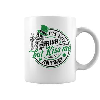 I'm Not Irish But Kiss Me Anyway St Patrick's Skeleton Coffee Mug - Monsterry