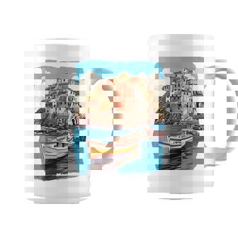 Italy Cinque Terre Bateau De Pêche Aquarelle Souvenir Tasse - Cadeauxyz