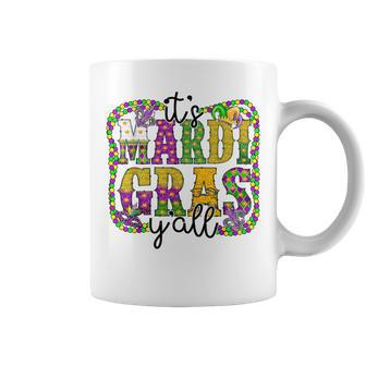 It's Mardi Gras Y'all Parade Festival Beads Mask Feathers Coffee Mug | Mazezy