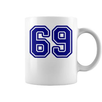 Jersey 69 Navy Blue Sports Team Jersey Number 69 Coffee Mug - Monsterry CA