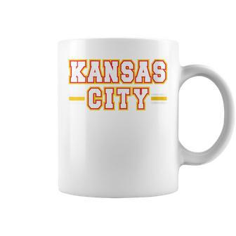 Kc Red Yellow Kansas City Red Striped Retro Kc Fan Local Coffee Mug - Monsterry