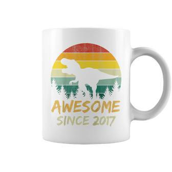 Kids 5Th Birthday Dinosaur 5 Year Old Awesome Since 2017 Boy Coffee Mug | Crazezy CA