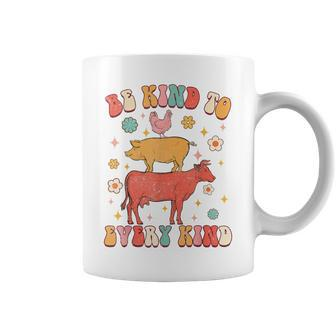 Be Kind To Every Kind Animal Lover Vegan Vegetarian Groovy Coffee Mug - Monsterry UK