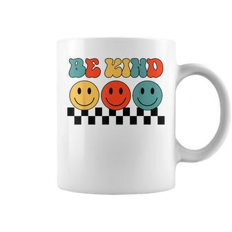 Be Kind Retro Groovy Checkered Inspirational Coffee Mug - Monsterry