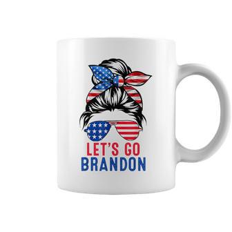 Let's Go Brandon Lets Go Brandon Messy Bun America Flag Coffee Mug - Monsterry DE