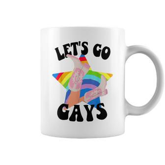 Let's Go Gays Lgbt Pride Cowboy Hat Retro Gay Rights Ally Coffee Mug - Monsterry