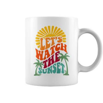 Let's Watch The Sunset Sunset And Palm Trees Quotes Coffee Mug - Thegiftio UK