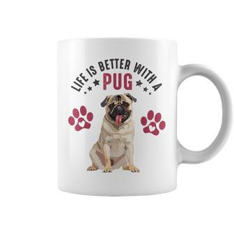 Life Is Better With A Pug Puppy Dog Lover Pug Graphic Coffee Mug - Monsterry UK