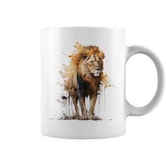 Lion Animal Lovers Motif Animal Zoo Print Lion Coffee Mug - Seseable