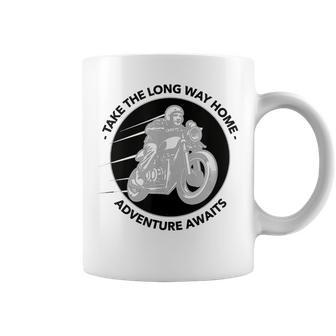 Take The Long Way Home Adventure Awaits Motorcycle Coffee Mug - Monsterry DE