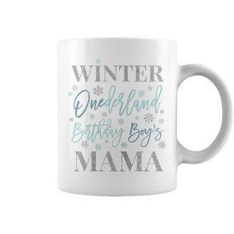 Mama Blue Winter Onederland Baby Boy 1St Birthday Matching Coffee Mug - Seseable