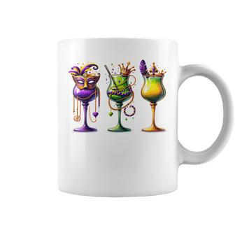 Mardi Gras Glass Of Wine Drinking Wine Festival Parade Coffee Mug | Mazezy DE