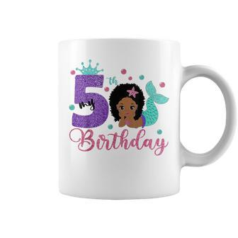 Mermaid Birthday Girl 5 Year Old Its My 5Th Birthday Mermaid Coffee Mug - Monsterry