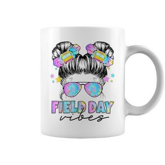 Messy Bun Girl Field Day Vibes Field Trip Teacher Student Coffee Mug - Monsterry CA