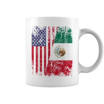 Mexican Roots Half American Flag Mexico Coffee Mug - Monsterry DE