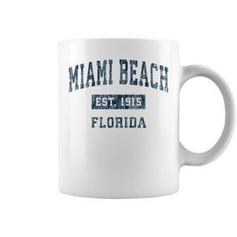 Miami Beach Florida Fl Vintage Sports Navy Print Coffee Mug - Monsterry CA